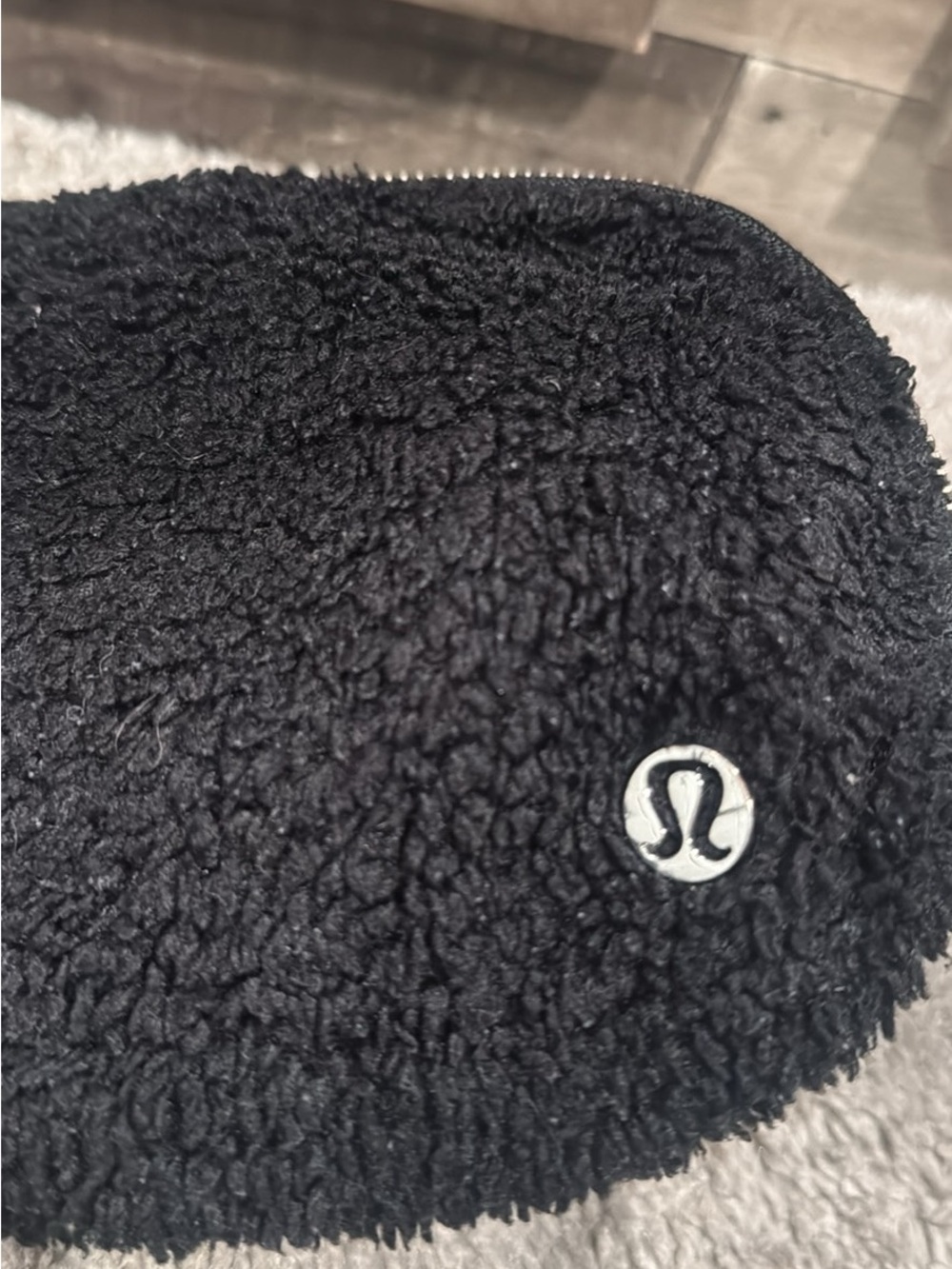 lululemon athletica Black Sherpa Crossbody Pouch with Silver Accents